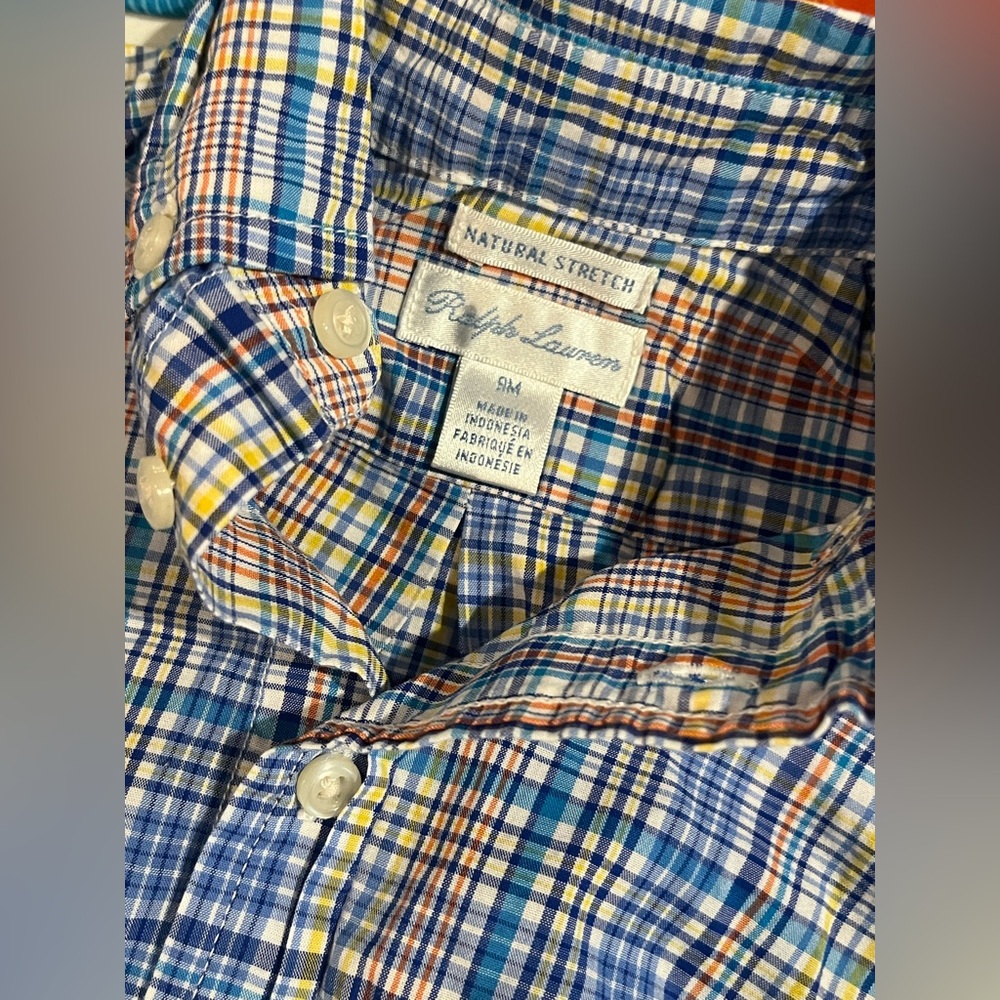 Ralph Lauren Multicolor Plaid Boys Button-Down Natural Stretch Preppy Shirt, 9M - Picture 3 of 7